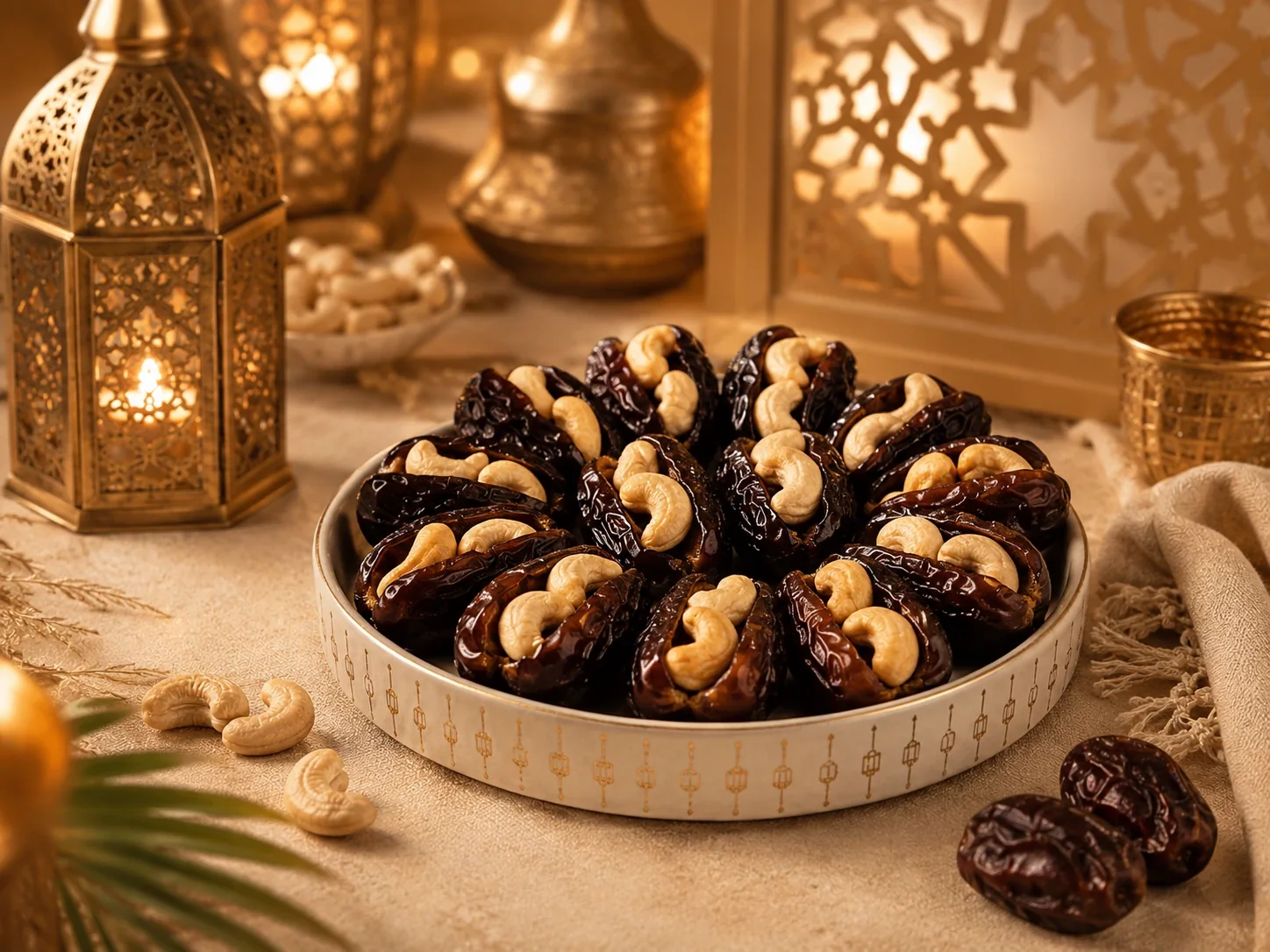 Safawi Dates with Cashew — Stuffed dates tray