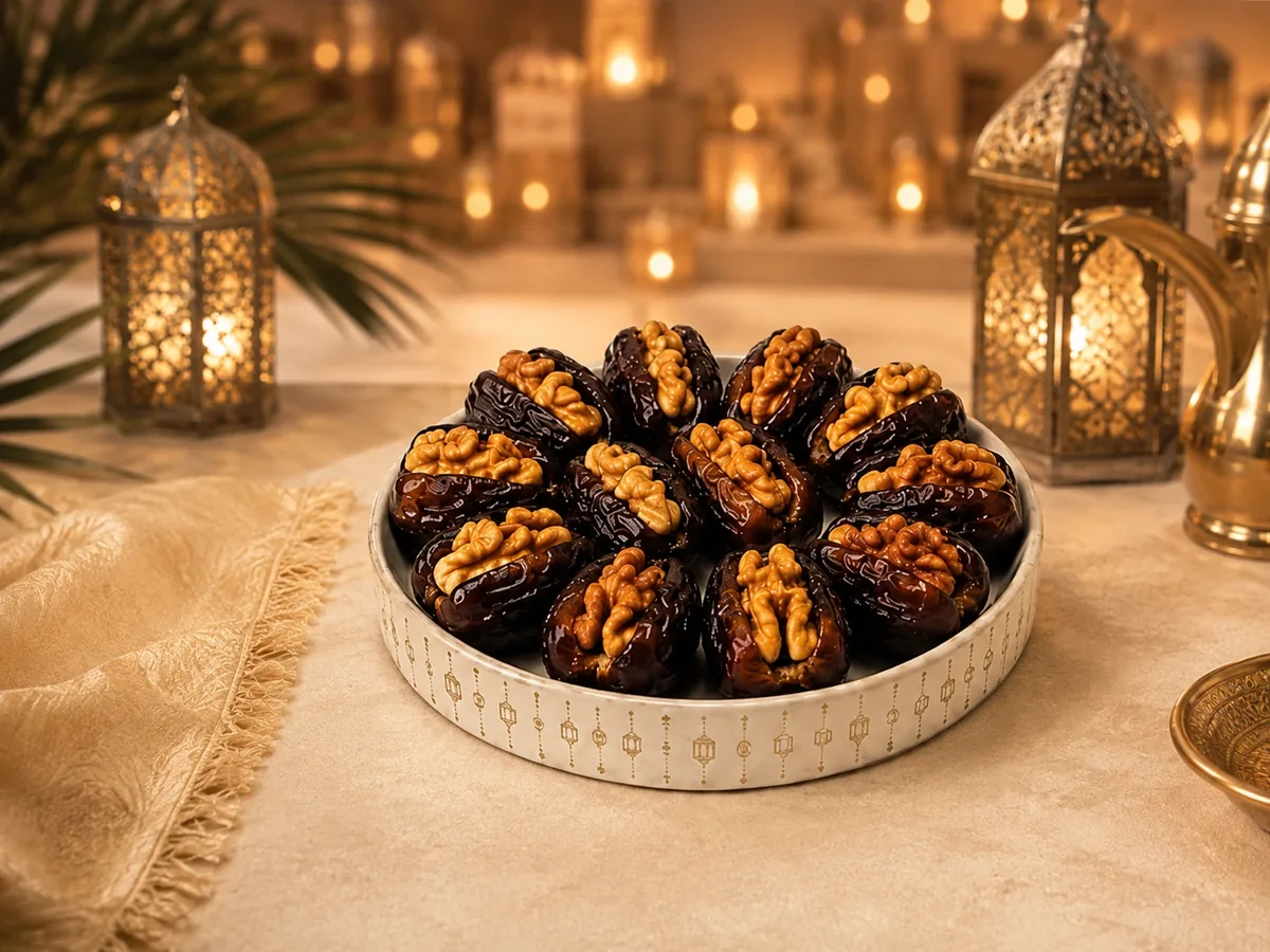 Safawi Dates with Walnut — Stuffed dates tray