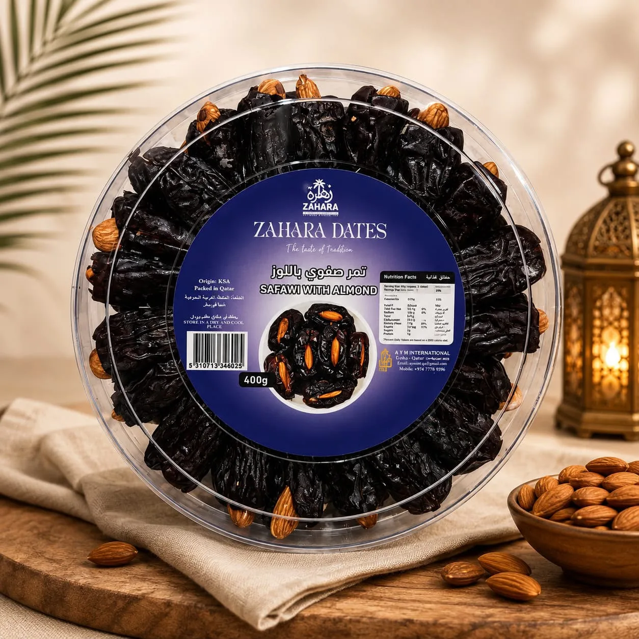 Safawi Dates with Almond — Stuffed dates tray